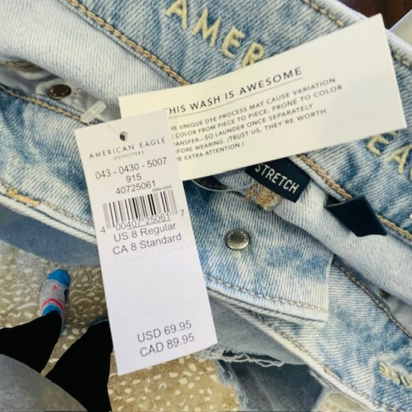 AE Dreamy Drape Baggy Curvy Ultra Wide Leg Jeans High Rise Distressed NWT 29 - Picture 9 of 11